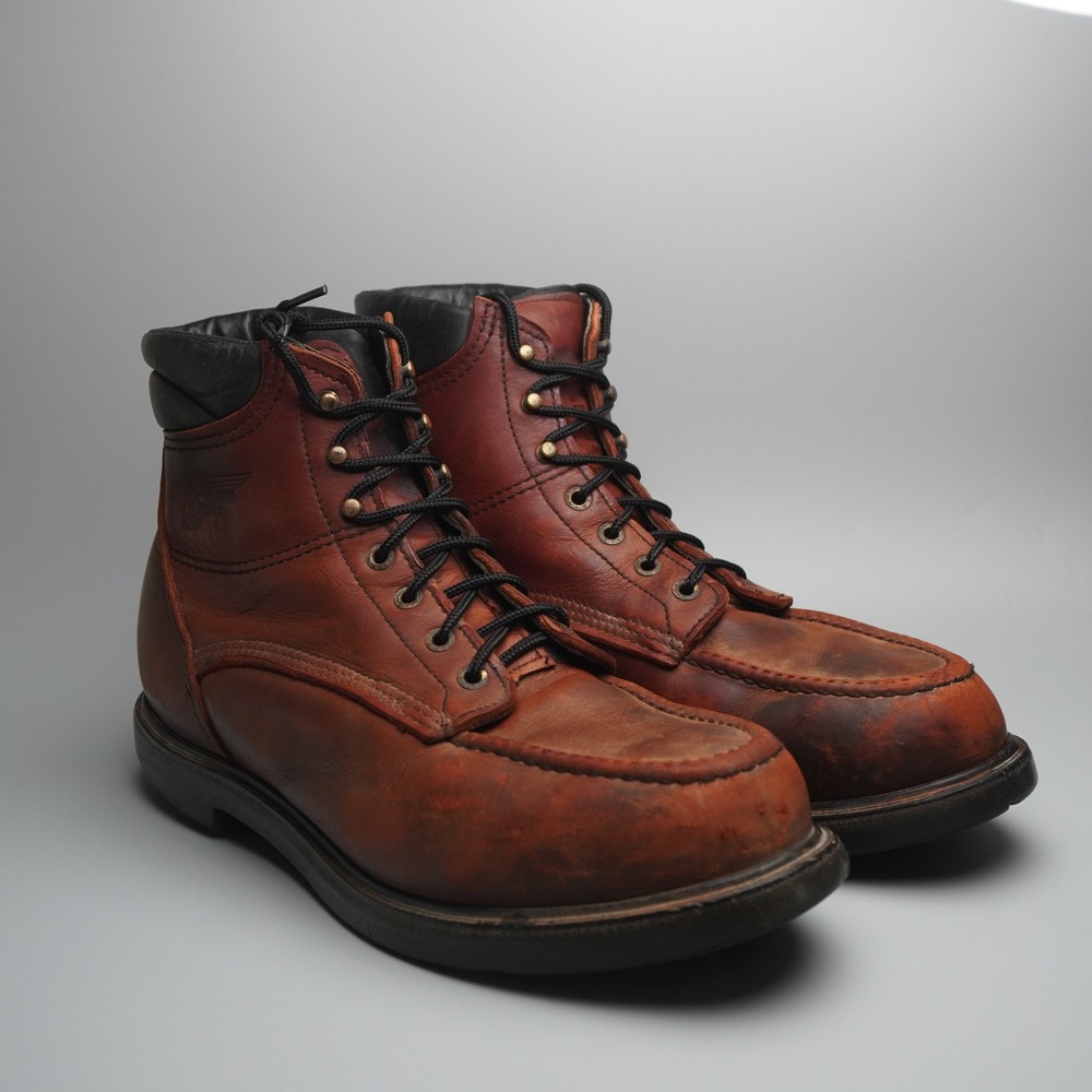 Red Wing Shoes Mens US 10.5 Brown Leather Moc Toe Work Boots Made in USA 202